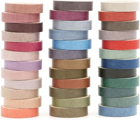 Songdao 36 Rolls Solid Colors Washi Tape Pack Pastel Colored Arts Adhesive Tapes Four Seasons Decorative Masking Tape Sets for Craft, Kids, Scrapbook, DIY, Gift Wrapping (Autumn) in Kuwait