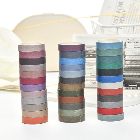 Songdao 36 Rolls Solid Colors Washi Tape Pack Pastel Colored Arts Adhesive Tapes Four Seasons Decorative Masking Tape Sets for Craft, Kids, Scrapbook, DIY, Gift Wrapping (Autumn) in Kuwait