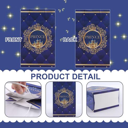 16Pack Prince Party Gift Bags,Prince Party Favor Bags,Prince Goodie Bags,Prince Theme Birthday Party Treat Bags,Blue Castle Prince Candy Bags with Handle for Birthday Baby Shower Party Favors Supplies in Kuwait