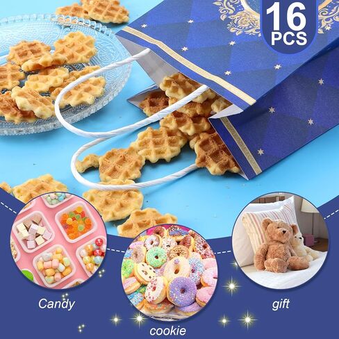 16Pack Prince Party Gift Bags,Prince Party Favor Bags,Prince Goodie Bags,Prince Theme Birthday Party Treat Bags,Blue Castle Prince Candy Bags with Handle for Birthday Baby Shower Party Favors Supplies in Kuwait