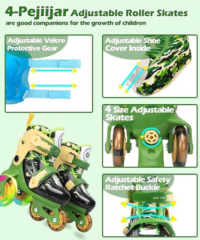 Kids Quad Roller Skate,Roller Skates for Girls Boys,3-Point Balance Roller Shoes for Beginners in Kuwait