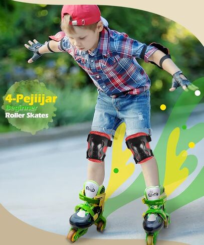 Kids Quad Roller Skate,Roller Skates for Girls Boys,3-Point Balance Roller Shoes for Beginners in Kuwait