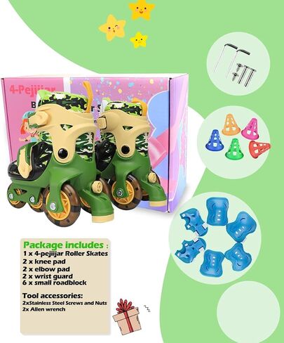Kids Quad Roller Skate,Roller Skates for Girls Boys,3-Point Balance Roller Shoes for Beginners in Kuwait