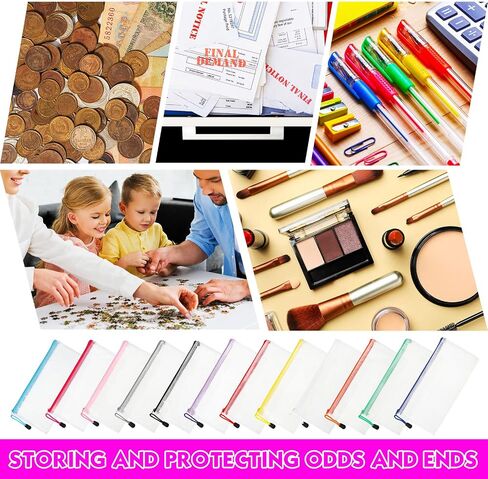 Sherr 120 Pcs Mesh Zipper Pouch Bulk Small Pencil Bags Waterproof Mesh Bags with Zipper PVC Document Pouch Multipurpose Document Bill File Bags for School Office Travel(Multicolor) in Kuwait