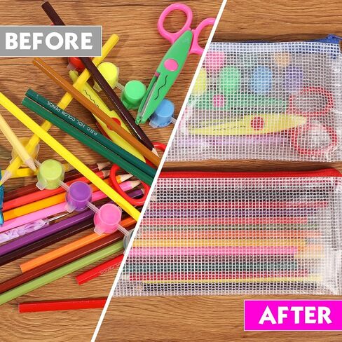 Sherr 120 Pcs Mesh Zipper Pouch Bulk Small Pencil Bags Waterproof Mesh Bags with Zipper PVC Document Pouch Multipurpose Document Bill File Bags for School Office Travel(Multicolor) in Kuwait