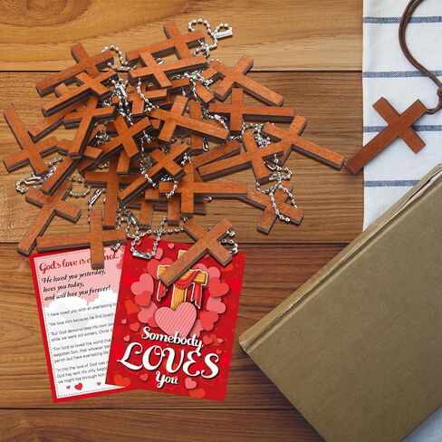 Blulu 30 Sets Gospel Tract Cards with Mini Wooden Cross Keychains Bulk Jesus Bible Salvation Pocket Postcards Religious Small Charms Christian Bookmarks Easter Church Supplies(Jesus Paid It All) in Kuwait
