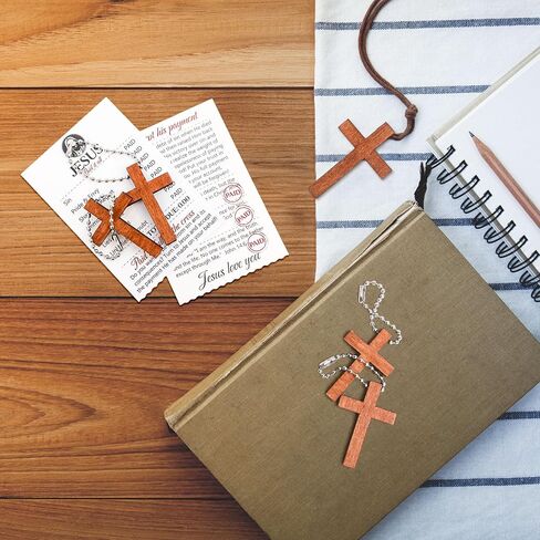Blulu 30 Sets Gospel Tract Cards with Mini Wooden Cross Keychains Bulk Jesus Bible Salvation Pocket Postcards Religious Small Charms Christian Bookmarks Easter Church Supplies(Jesus Paid It All) in Saudi Arabia