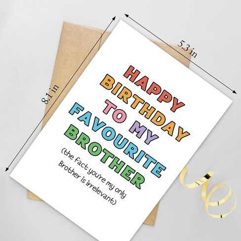 Cute Birthday Card for Brother, Funny Birthday Card from Sister Cousin, Sweet Brother Birthday Card, Happy Birthday to My Favorite Brother Card, Sibling Birthday Card in Saudi Arabia