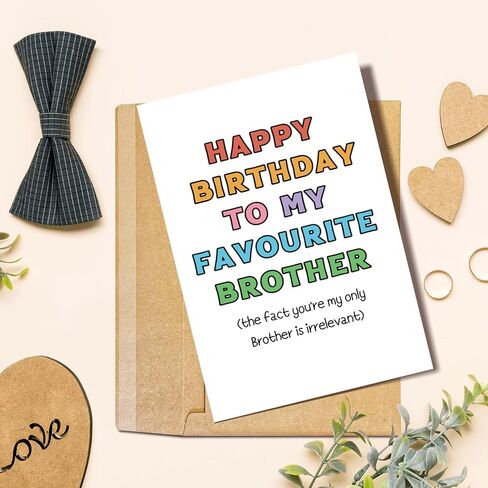 Cute Birthday Card for Brother, Funny Birthday Card from Sister Cousin, Sweet Brother Birthday Card, Happy Birthday to My Favorite Brother Card, Sibling Birthday Card in Saudi Arabia