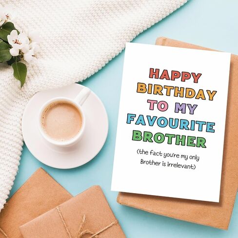 Cute Birthday Card for Brother, Funny Birthday Card from Sister Cousin, Sweet Brother Birthday Card, Happy Birthday to My Favorite Brother Card, Sibling Birthday Card in Saudi Arabia