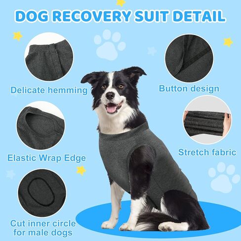 Auruza Dog Recovery Suit After Surgery ، Noft Breatable Dog Onesie for Surgery Female ذكر ، بدلة جراحية لمكافحة لعق الكلب (رمادي ، XL) in Kuwait