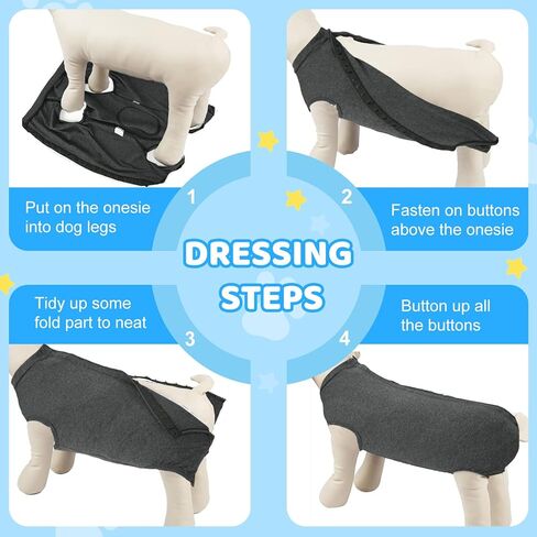 Auruza Dog Recovery Suit After Surgery ، Noft Breatable Dog Onesie for Surgery Female ذكر ، بدلة جراحية لمكافحة لعق الكلب (رمادي ، XL) in Kuwait