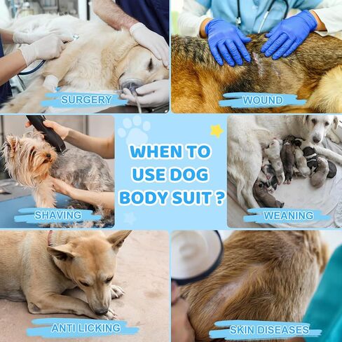 Auruza Dog Recovery Suit After Surgery ، Noft Breatable Dog Onesie for Surgery Female ذكر ، بدلة جراحية لمكافحة لعق الكلب (رمادي ، XL) in Kuwait