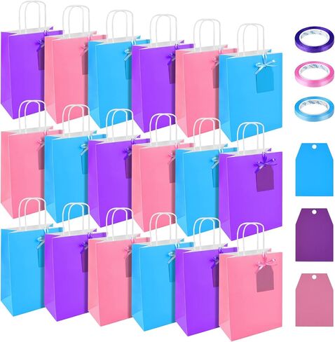 FEPITO 16PCS Red and Pink Gift Bags Paper Bags Gift Kraft Bags Paper Gift Bags Party Bags with Handles and 60 Pcs Heart Paper Tags with Twine for Birthday Party, Valentine Wedding Gift Packing in Kuwait