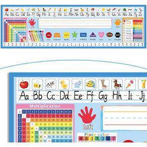17.3 x 5 Inch Self Adhesive Name Tags for Classroom Student Desks,Multipurpose Manuscript Name Plates with Alphabet Letters,Class Rules(24 Pack)