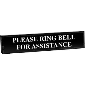Please Ring Bell for Assistance 2" x 8" Clear Acrylic - Office Desk Accessories Décor