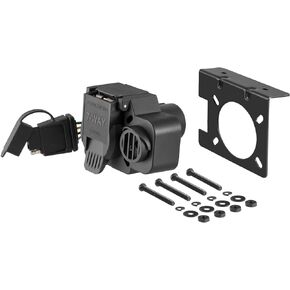 CURT 57101 Dual-Output Vehicle-Side 7-Pin, 4-Pin Connectors with Backup Alarm, Factory Tow Package and USCAR Socket Required, Black