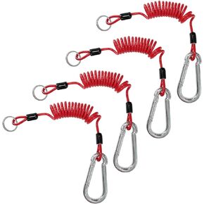 Sutekus Breakaway Trailer Cable Spring Towing Coiled Wire with Carabiner Stainless Steel Coiled Safety Cables Strap for RV Towing Trailer (6FTx4pc)