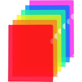 HABGP 6 Pcs File Folders Letter Size, Clear Plastic Folders for Documents, Colored File Folders for School, Office, Presentation, Paper