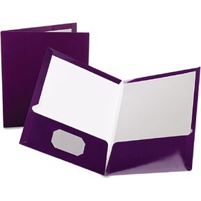 Oxford Laminated Twin-Pocket Folders, Letter Size, White, Holds 100 Sheets, Box of 25 (51704EE)