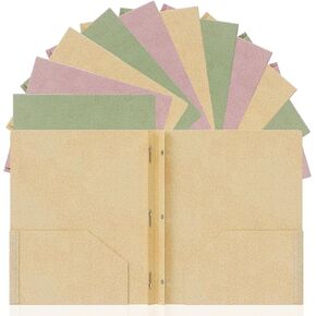 Wheat Straw Folders with Pockets and Prong, 2 Pocket Folders, 3 Color Folders with Prongs, 100% BPA Free, Return to Nature, Healthy Living, Letter/A4 Size - 6 Packs