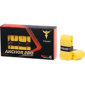 Anchor Pro Overgrip 6 Pack - Ultra Long Precut, Extremely Comfortable, Sweat Absorbing, Tacky, Durable Over Grip for Tennis, Pickleball, Badminton, Paddle, Squash and Other Racket Handles