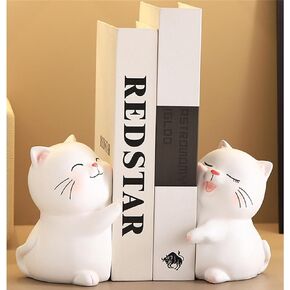 Cute Cat Bookends,Decorative Bookends,Unique Book Ends to Hold Books,Book Ends for Shelves,Cute Bookends,Bookends for Kids,Book Stoppers for Home Office Desk Living Room Decor,Shelf Bookshelf Decor