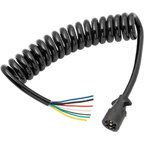 Bargman 54006-043 Connector (Coiled 7-Way Molded Trailer End - 6'), Black