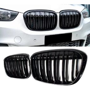 F48 Grille, Front Kidney Grill Perfect OEM Replacement for BMW X1 F48 2016-2019 (Double Slats Gloss Black 2-pc Set) in Saudi Arabia