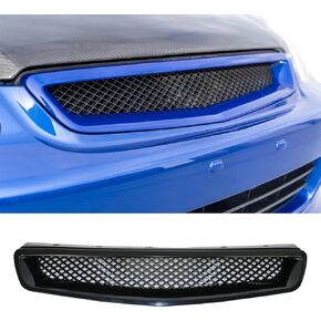 Grille Compatible With 1999-2000 Honda Civic, T-R Style ABS Plastic Black Front Bumper Grill Hood Mesh by IKON MOTORSPORTS