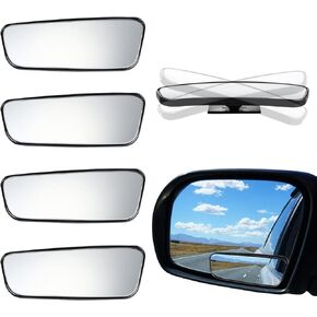 4 Pieces Blind Spot Mirror for Car Rear View Mirror Glass Convex Car Side Mirror Automotive Mirrors with Frame for Universal Car Truck SUV Accessories, Rectangular