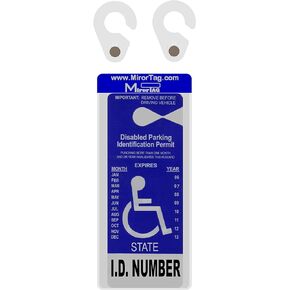 Silver plus 2 Hooks by JL Safety- Handicap Tag Holder Magnetically Attached & Detached to/from Rearview Mirror