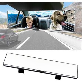 KITBEST Rear View Mirror, Universal 12 Inch Interior Clip-on Panoramic Rearview Mirror for Car, HD Wide Angle Viewing Mirror to Reduce Blind Spot Effectively, Fits Most Car SUV Trucks – Clear