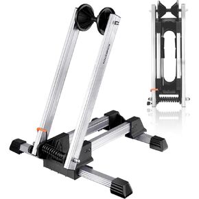ROCKBROS Foldable Bike Stand Floor Alloy Bicyle Stand Folding Indoor Parking Wheel Holder Fit 20"-29" (Black)