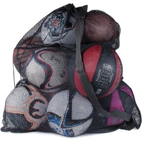 Super Z Outlet Sports Ball Bag Drawstring Mesh - Extra Large Professional Equipment with Shoulder Strap Black (30" x 40" Inches)
