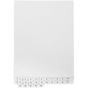Exhibitindexes® Bottom Numbered of Tabs 1-25 - Legal Exhibit Dividers - White Paper Dividers - Individual Bottom Tab – Easy to Use 1/10th Cut - Made in The USA
