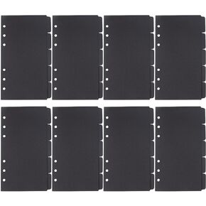 Framendino, 3 Sets A6 Black Divider Binder Index Dividers 6 Holes Ring for Notebooks Journal Diary Planner Notepad Travel Plann