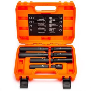 Dynofit 8Pc Spline Lug Nuts Key Kit, Aftermarket Lug Nut Socket Easily Removing Spline and Hex Style Aftermarket Wheel Lug Nuts | 5, 6, 7, 12 Spline and Hex Key Set, Cr-V Steel