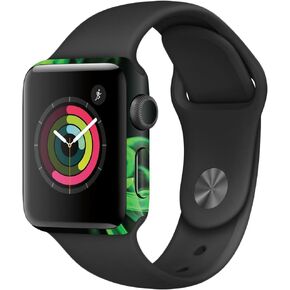 MightySkins Skin Compatible with Apple Watch Series 2 38mm - Green Flames | Protective, Durable, and Unique Vinyl Decal wrap Cover | Easy to Apply, Remove, and Change Styles | Made in The USA