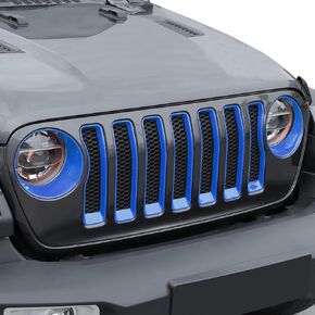JeCar Front Grill Inserts & Headlight Cover Kit Compatible with Jeep Wrangler 2018-2023 JL & Unlimited, Black