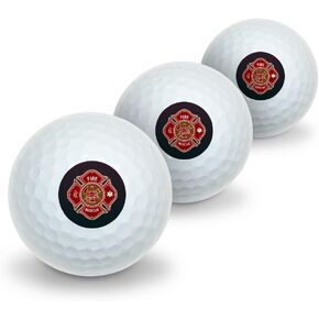 GRAPHICS & MORE Firefighter Fire Rescue Maltese Cross Novelty Golf Balls 3 Pack