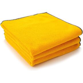 VIKING Microfiber Towels for Cars, Car Detailing Cloth, Microfiber Polishing Towels, Yellow, 16 inch x 16 inch, 3 Pack