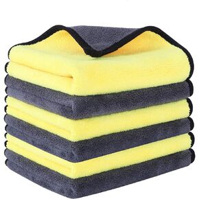 Soft Microfiber Towel for Washing, Drying, Detailing Vehicle Towels, Micro Fiber Clothes for Car Detailing/Interior Lint Free 600GSM,6 Pack 16 x 16inches (Grey-Blue)
