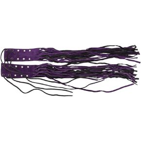 Motorcycle Brake Clutch Covers Cowhide Leather Fringed Brake Lever Cover Universal Grip Tassels Motorcycle Handlebar Covers (Black & Purple, 21.5" Long + 2" Wide)