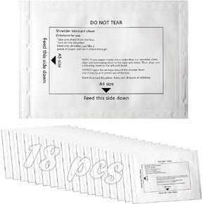 18-Pack Paper Shredder Lubricant Lubricating Sheets, Paper Shredder Sharpening & Cleaning Sheet