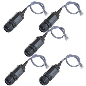 5PCS M25 RJ45 Waterproof Cat5/5e/6 8P8C Connector IP67 Ethernet LAN Cable Connector Double Head with Shield Cat5E Network Cable Outdoor LAN Coupler Adapter Male to Female