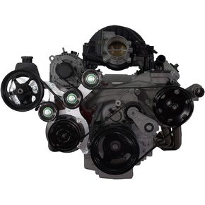 ICT Billet Saginaw Power Steering & R4 A/C Compressor Bracket Kit Compatible With LT Gen V Swap C10 Truck Air Conditioner L83 L86 Gen 5 V RPO Code Engines 551118-3