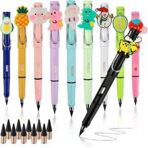 10PCS Infinity Pencils, Everlasting Inkless Pencil with Eraser, Cute Forever Pencil with 10PCS Replacement Nibs,Unlimited Writing Eternal Pencils for Student Artist Adult Writing Drawing