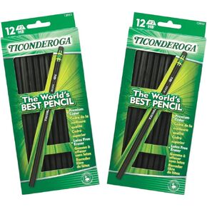 Dixon Ticonderoga Wood-Cased #2 Pencils, Case of 24, Black (13953) (Case of 24)