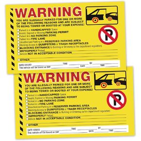 50 Parking Violation Stickers with You are Illegally Parked Multi Reasons, No Parking Stickers, Hard to Remove Tickets for Car Window, (5" X 9" Yellow)